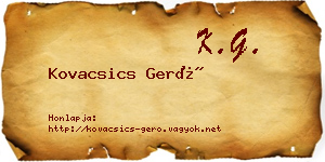 Kovacsics Gerő névjegykártya